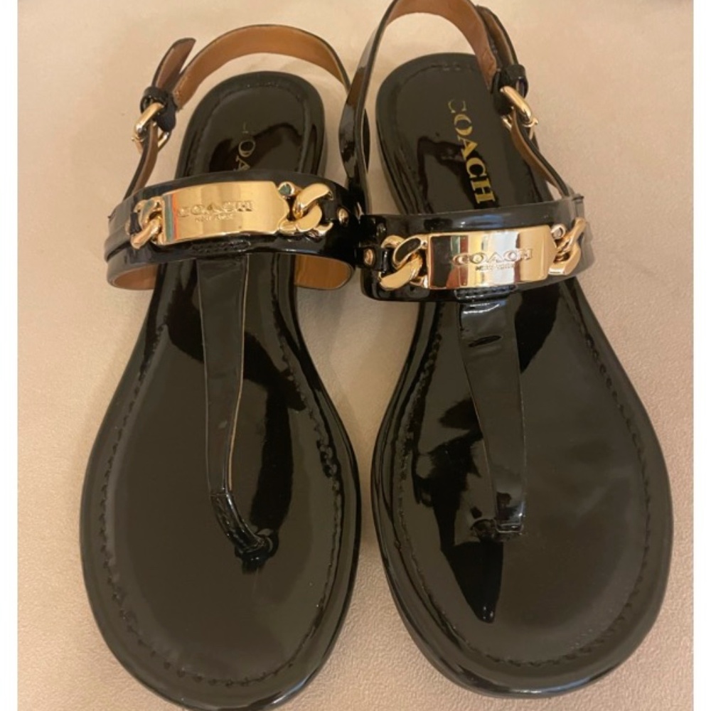 Coach "Catherine" Patent Leather Sandals
